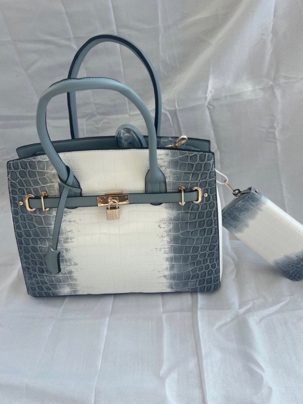 Blue and White purse with wallet and crossbody